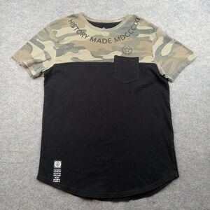 Upstanders Shirt Mens Medium Black Camo Colorblock Pocket Crewneck Short Sleeve